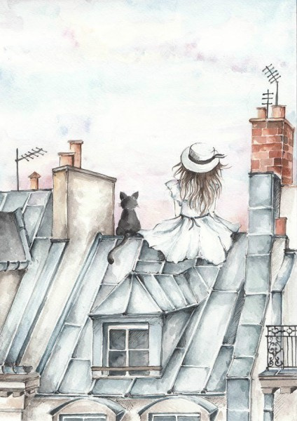 Plakat Dziewczynka Na Dachu