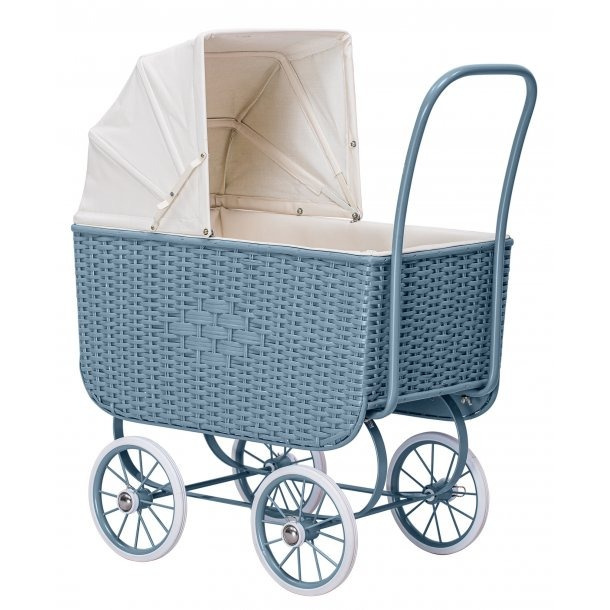 Wózek Doll Pram Retro Rattan, Blue Wózek Doll Pram Retro Rattan, Blue
