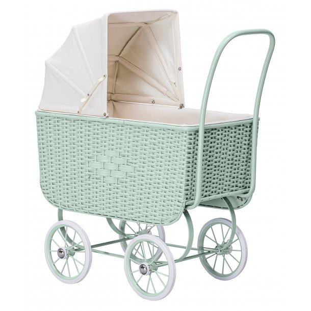 Wózek Doll Pram Retro Rattan, Green Wózek Doll Pram Retro Rattan, Green