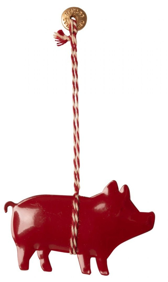 Maileg, Dekoracja Bożonarodzeniowa - Czerwona świnka