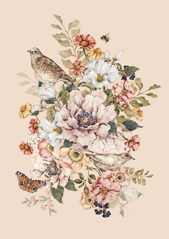 Plakat z kolekcji Nostalgia pastelowa kompozycja kwiatowa
