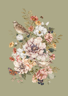 Plakat z kolekcji Nostalgia pistacjowa kompozycja kwiatowa