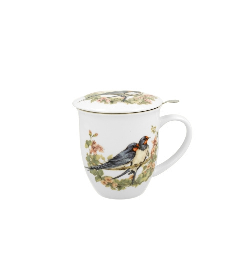 Porcelanowy Kubek jaskółki z zaparzaczem Porcelanowy Kubek jaskółki z zaparzaczem