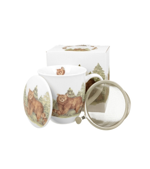 Porcelanowy Kubek niedźwiedzie z zaparzaczem Porcelanowy Kubek niedźwiedzie z zaparzaczem