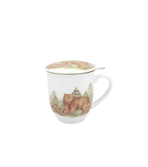 Porcelanowy Kubek niedźwiedzie z zaparzaczem Porcelanowy Kubek niedźwiedzie z zaparzaczem